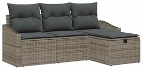 vidaXL Σετ Καναπέ Κήπου με μαξιλάρι 4 pcs Γκρι Πολυ ράταν