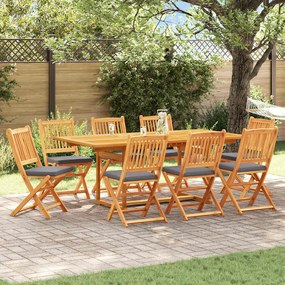 vidaXL Πτυσσόμενη Καρέκλα με μαξιλάρι 8 pcs Γκρι 49 x 57.5 x 92εκ