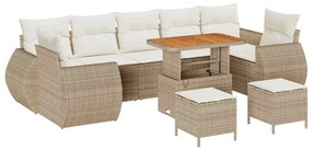 vidaXL Σετ Καναπέ Κήπου 10 pcs Μπεζ συνθετικό ρατάν