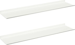 vidaXL Πλωτό ράφι Επιτοίχιο 2 pcs Λευκός 80 x 18 x 2,5 εκ Ατσάλι