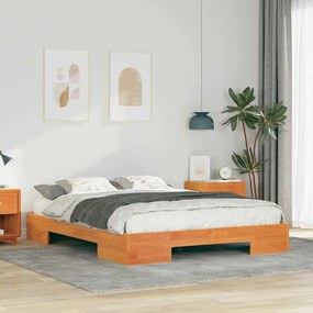 vidaXL Κρεβάτι δαπέδου Καφέ 160 x 200 cm Μασίφ ξύλο πεύκου