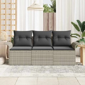 vidaXL Σετ Καναπέ με μαξιλάρι 3 pcs Γκρι συνθετικό ρατάν