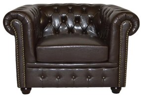 Πολυθρόνα T.Chesterfield Polina PU Σκούρο Καφέ 110x90x73Yεκ.