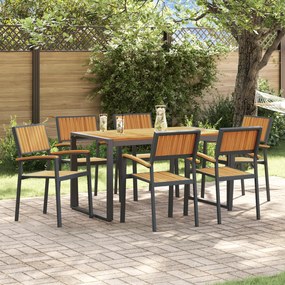 vidaXL Σετ Φαγητού 7 Τεμαχίων Solid Wood Acacia και Μετάλλου