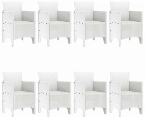 vidaXL Σέτ φαγητού για κήπο 9 pcs Λευκό Rattan Polt