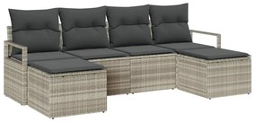 vidaXL Σετ Καναπέ Κήπου 6 pcs Ανοιχτό γκρι Πολυ ράταν