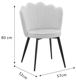 Καρέκλα Rosalia pakoworld εκρού ύφασμα-πόδι μαύρο μέταλλο 57x52x80εκ