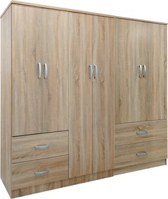 Ντουλάπα εξάφυλλη Athos pakoworld Sonoma 200.5x42x180εκ