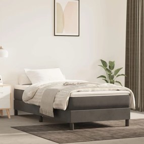 vidaXL Κρεβάτι Boxspring με Στρώμα Σκούρο Γκρι 90x200 εκ. Βελούδινο