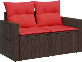 vidaXL Σετ Καναπέ 6 τμχ. Καφέ και Κόκκινο Πολυ-ρακί και Χάλυβας