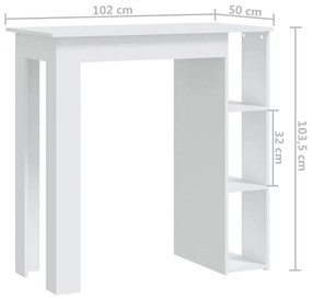 Τραπέζι Μπαρ με Ράφια Λευκό 102 x 50 x 103,5 εκ.από Επεξ. Ξύλο - Λευκό