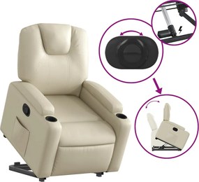 vidaXL Πολυθρόνα Ανακλινόμενη με Ανύψωση Κρεμ από Συνθετικό Δέρμα