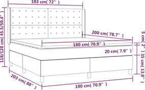 vidaXL Κρεβάτι Boxspring με Στρώμα Ροζ 180x200 εκ. Βελούδινο