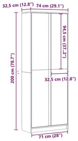 Ντουλάπι με LED Μαύρο 74x32,5x200 εκ. από Επεξεργασμένο Ξύλο - Μαύρο