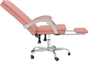 vidaXL Καρέκλα Γραφείου Ανακλινόμενη Ροζ Συνθετικό δέρμα