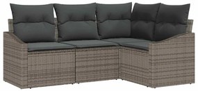 vidaXL Σέτ φαγητού για κήπο 4 pcs Γκρι Πολυ rattan, βαμμένο ατσάλι