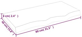 Ράφι Τοίχου Ανοιχτό Καφέ 80x40x(2-6)εκ. Επεξ. Μασίφ Ξύλο Δρυός - Καφέ