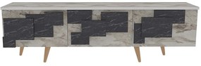 Έπιπλο Τηλεόρασης 3D 875ZNA4582 160x35x45cm Marble Effect White-Black