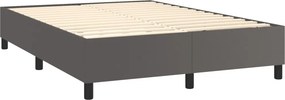 vidaXL Κρεβάτι Boxspring με Στρώμα Γκρι 140x200εκ. από Συνθετικό Δέρμα