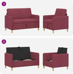 vidaXL Σαλονάκι Σετ Με Αποθηκευτικό Χώρο 2 pcs Κόκκινο Πολυεστέρας