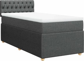 vidaXL Κρεβάτι Boxspring με Στρώμα Σκούρο Γκρι 90x190 εκ. Υφασμάτινο