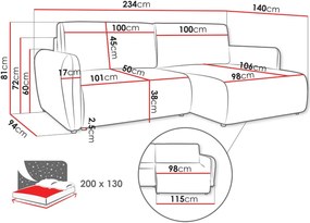 Γωνιακός καναπές Goya Slim-Mpez Skouro