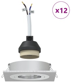 vidaXL Κρυφές Σποτ Λάμπες 12 τεμ Τετράγωνο GU10 Ασημί 91x91 χιλ