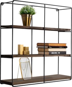 Ράφι Τοίχου Μαύρο / Καρυδιά SUNFLOWER 60x15x60