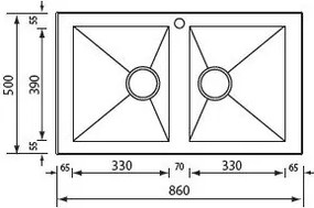 Νεροχύτης Sanitec Punto Quadra 2VR