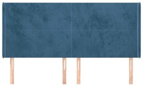 Κεφαλάρι με Πτερύγια Σκούρο Μπλε163x16x118/128 εκ. Βελούδινο - Μπλε