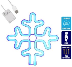 Διακοσμητικό Φωτιστικό Neon Led Γαλάζιο Snowflake 78580 Globostar-78580-Μπλε 78580