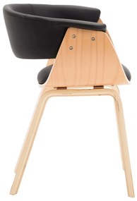 vidaXL Καρέκλες Τραπεζαρίας 2τεμ Μαύρες Λυγισμένο Ξύλο/Συνθετικό Δέρμα