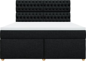 vidaXL Κρεβάτι Boxspring με Στρώμα Μαύρο 180x200 εκ. Υφασμάτινο