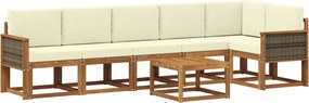vidaXL Σειρά Καναπέ Εξωτερικού 7 pcs Φυσικό και Κρέμα Πολυεστέρας