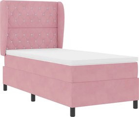 vidaXL Κρεβάτι με ελατήρια με στρώμα Ροζ 190 x 90 cm Βελούδο