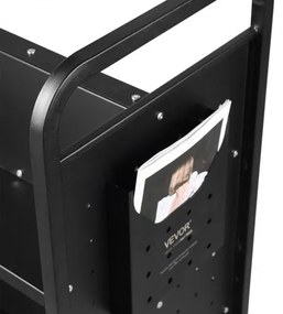 VEVOR Book Cart, 330 lbs Library Cart, 39.4&quot; x 20.1&quot; x 49.2&quot; Rolling Book Cart, Double Sided W-Shaped Sloped Shelves with 4-Inch Lockable Wheels for Home Shelves Office School, Book Truck in Black