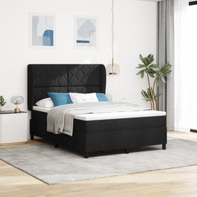 vidaXL Κρεβάτι Box Spring με Στρώμα - Μαύρο, 140x190 εκ., Ύφασμα