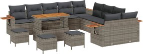 vidaXL Σετ Καναπέ Κήπου 14 pcs Γκρι συνθετικό ρατάν