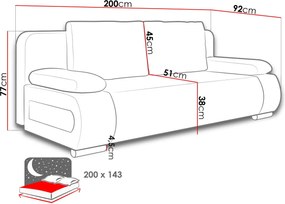 Καναπές - κρεβάτι Emma-Sapio milo - 200.00Χ92.00Χ77.00cm