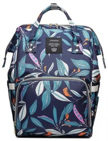 Τσάντα Πλάτης Μωρού B-257 Με Φύλλα 42x28cm Blue Lequeen Ύφασμα