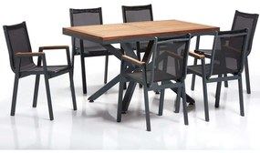 Τραπεζαρία Κήπου Sydney (Σετ 7Τμχ) 561CLR1311 90x150cm Walnut-Black Six Seater