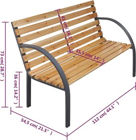 vidaXL Παγκάκι Κήπου 112 εκ. από Μασίφ Ξύλο Ελάτης