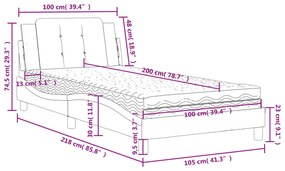 Κρεβάτι με Στρώμα Μαύρο και Λευκό 120 x 200 εκ. Συνθετικό Δέρμα - Μαύρο