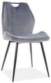 Επενδυμένη καρέκλα Arco 51x51x91 μαύρο σκελετό/γκρι βελούδο bluvel 14 DIOMMI ARCOVCSZ