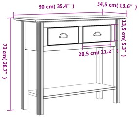 ΤΡΑΠΕΖΙ ΚΟΝΣΟΛΑ BODO ΛΕΥΚΟ 90X34,5X73 ΕΚ. ΜΑΣΙΦ ΞΥΛΟ ΠΕΥΚΟΥ 355071