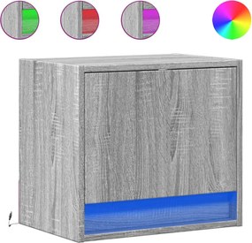 vidaXL Κομοδίνα Επιτοίχια με Φώτα LED 2 τεμ. Γκρι Sonoma