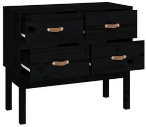 vidaXL Ντουλάπι Κονσόλα Μαύρη 90 x 40 x 78 εκ. από Μασίφ Ξύλο Πεύκου