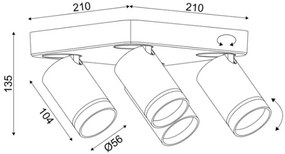Επιτοίχιο Σποτ Οροφής Divino Square 4φωτο-Gkri