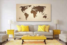 Εικόνα του παγκόσμιου χάρτη σε αποχρώσεις του καφέ - 100x50