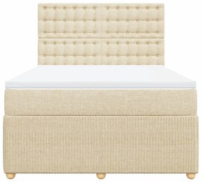 vidaXL Κρεβάτι Boxspring με Στρώμα Κρεμ 140x200 εκ. Υφασμάτινο